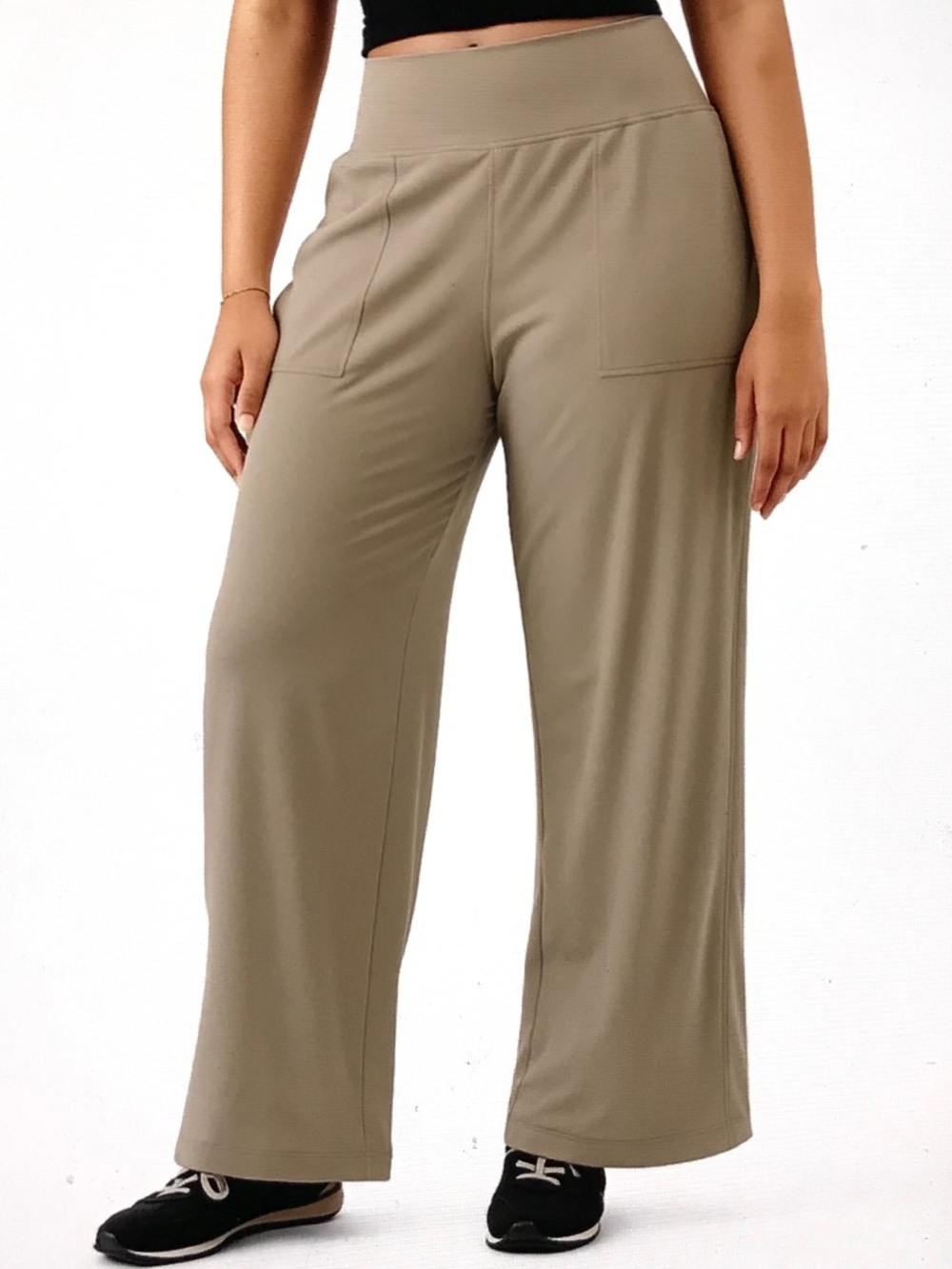 ATHLETA Women's Wide Leg Pant Pull-On Waistband Taupe Color Size 2X Athleisure